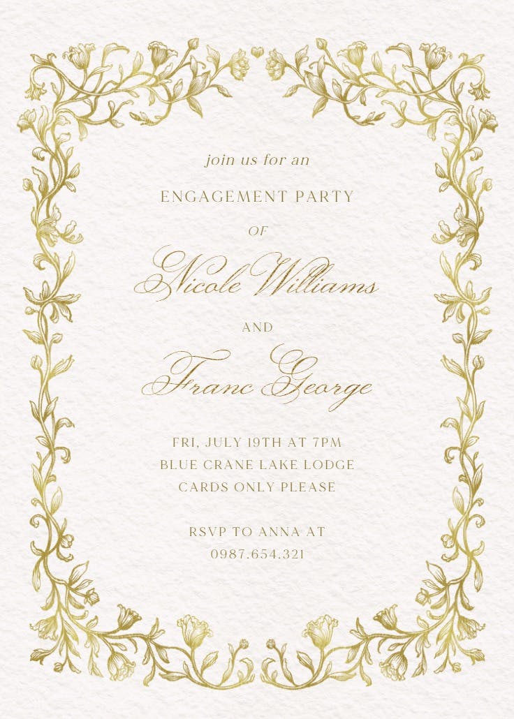 Etched deco - engagement party invitation